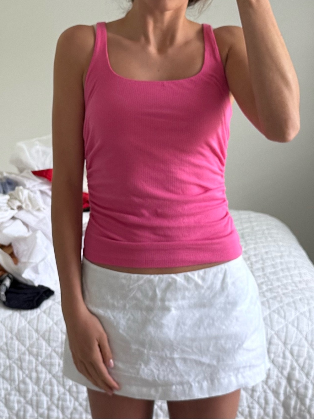 Monrow Pink Scoop Neck Tank Top
